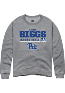 Audrey Biggs  Rally Pitt Panthers Mens Graphite NIL Stacked Box Long Sleeve Crew Sweatshirt