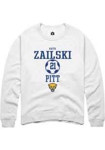 Katie Zailski  Rally Pitt Panthers Mens White NIL Sport Icon Long Sleeve Crew Sweatshirt