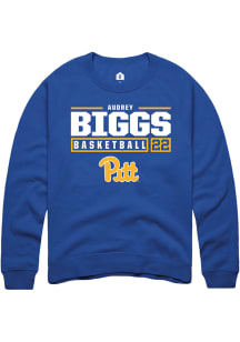 Audrey Biggs  Rally Pitt Panthers Mens Blue NIL Stacked Box Long Sleeve Crew Sweatshirt