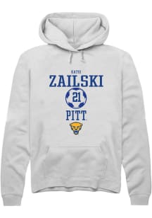Katie Zailski  Rally Pitt Panthers Mens White NIL Sport Icon Long Sleeve Hoodie