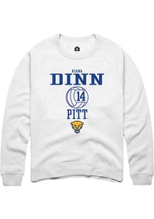 Kiana Dinn  Rally Pitt Panthers Mens White NIL Sport Icon Long Sleeve Crew Sweatshirt