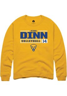 Kiana Dinn  Rally Pitt Panthers Mens Gold NIL Stacked Box Long Sleeve Crew Sweatshirt