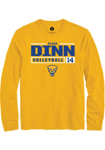 Kiana Dinn  Pitt Panthers Gold Rally NIL Stacked Box Long Sleeve T Shirt