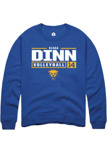 Kiana Dinn  Rally Pitt Panthers Mens Blue NIL Stacked Box Long Sleeve Crew Sweatshirt
