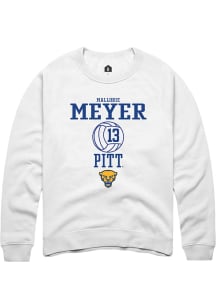 Mallorie Meyer  Rally Pitt Panthers Mens White NIL Sport Icon Long Sleeve Crew Sweatshirt