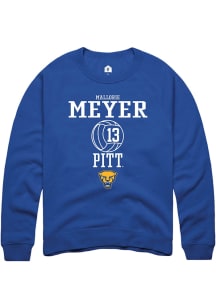 Mallorie Meyer  Rally Pitt Panthers Mens Blue NIL Sport Icon Long Sleeve Crew Sweatshirt