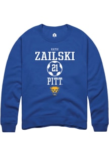 Katie Zailski  Rally Pitt Panthers Mens Blue NIL Sport Icon Long Sleeve Crew Sweatshirt