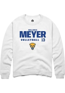 Mallorie Meyer  Rally Pitt Panthers Mens White NIL Stacked Box Long Sleeve Crew Sweatshirt