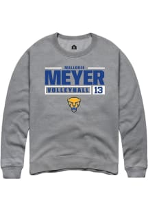 Mallorie Meyer  Rally Pitt Panthers Mens Graphite NIL Stacked Box Long Sleeve Crew Sweatshirt
