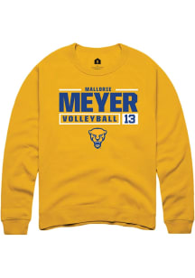 Mallorie Meyer  Rally Pitt Panthers Mens Gold NIL Stacked Box Long Sleeve Crew Sweatshirt