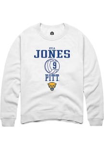 Ryla Jones  Rally Pitt Panthers Mens White NIL Sport Icon Long Sleeve Crew Sweatshirt