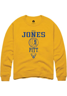 Ryla Jones  Rally Pitt Panthers Mens Gold NIL Sport Icon Long Sleeve Crew Sweatshirt