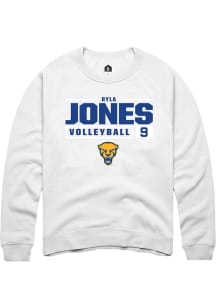 Ryla Jones  Rally Pitt Panthers Mens White NIL Stacked Box Long Sleeve Crew Sweatshirt