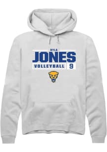 Ryla Jones  Rally Pitt Panthers Mens White NIL Stacked Box Long Sleeve Hoodie