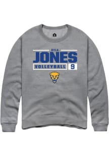 Ryla Jones  Rally Pitt Panthers Mens Graphite NIL Stacked Box Long Sleeve Crew Sweatshirt