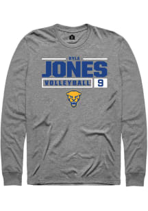 Ryla Jones  Pitt Panthers Graphite Rally NIL Stacked Box Long Sleeve T Shirt