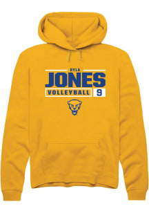 Ryla Jones  Rally Pitt Panthers Mens Gold NIL Stacked Box Long Sleeve Hoodie