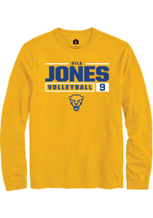 Ryla Jones  Pitt Panthers Gold Rally NIL Stacked Box Long Sleeve T Shirt