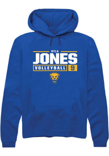 Ryla Jones  Rally Pitt Panthers Mens Blue NIL Stacked Box Long Sleeve Hoodie