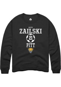 Katie Zailski  Rally Pitt Panthers Mens Black NIL Sport Icon Long Sleeve Crew Sweatshirt