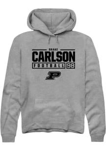 Drake Carlson  Rally Purdue Boilermakers Mens Graphite NIL Stacked Box Long Sleeve Hoodie
