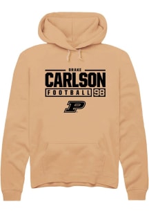 Drake Carlson  Rally Purdue Boilermakers Mens Gold NIL Stacked Box Long Sleeve Hoodie