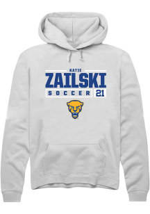 Katie Zailski  Rally Pitt Panthers Mens White NIL Stacked Box Long Sleeve Hoodie