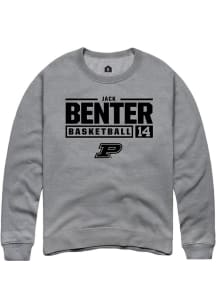 Jack Benter  Rally Purdue Boilermakers Mens Graphite NIL Stacked Box Long Sleeve Crew Sweatshirt