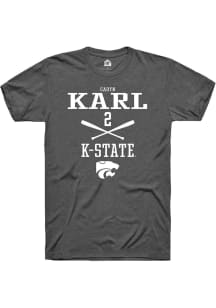 Cadyn Karl  K-State Wildcats Dark Grey Rally NIL Sport Icon Short Sleeve T Shirt