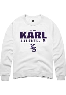 Cadyn Karl  Rally K-State Wildcats Mens White NIL Stacked Box Long Sleeve Crew Sweatshirt