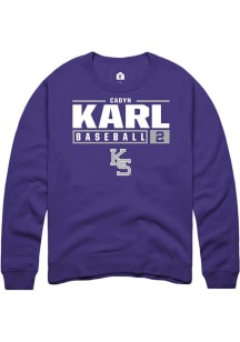 Cadyn Karl  Rally K-State Wildcats Mens Purple NIL Stacked Box Long Sleeve Crew Sweatshirt