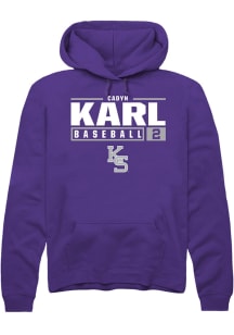 Cadyn Karl  Rally K-State Wildcats Mens Purple NIL Stacked Box Long Sleeve Hoodie