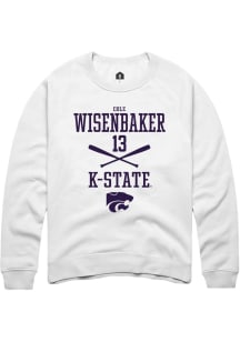 Cole Wisenbaker  Rally K-State Wildcats Mens White NIL Sport Icon Long Sleeve Crew Sweatshirt