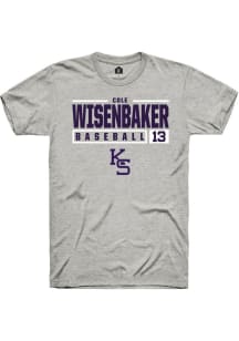 Cole Wisenbaker  K-State Wildcats Ash Rally NIL Stacked Box Short Sleeve T Shirt