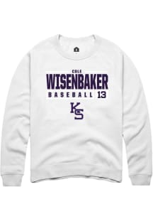 Cole Wisenbaker  Rally K-State Wildcats Mens White NIL Stacked Box Long Sleeve Crew Sweatshirt