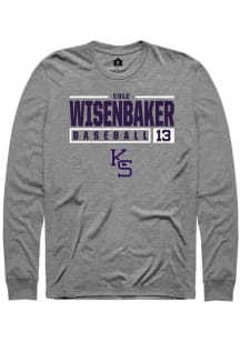 Cole Wisenbaker  K-State Wildcats Graphite Rally NIL Stacked Box Long Sleeve T Shirt