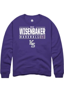 Cole Wisenbaker  Rally K-State Wildcats Mens Purple NIL Stacked Box Long Sleeve Crew Sweatshirt