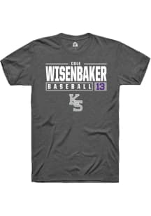 Cole Wisenbaker  K-State Wildcats Dark Grey Rally NIL Stacked Box Short Sleeve T Shirt