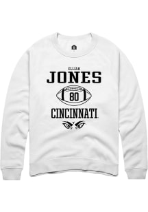Elijah Jones  Rally Cincinnati Bearcats Mens White NIL Sport Icon Long Sleeve Crew Sweatshirt