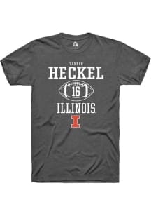 Tanner Heckel  Illinois Fighting Illini Dark Grey Rally NIL Sport Icon Short Sleeve T Shirt