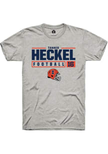 Tanner Heckel  Illinois Fighting Illini Ash Rally NIL Stacked Box Short Sleeve T Shirt