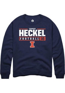 Tanner Heckel  Rally Illinois Fighting Illini Mens Navy Blue NIL Stacked Box Long Sleeve Crew Swea..