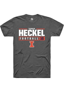 Tanner Heckel  Illinois Fighting Illini Dark Grey Rally NIL Stacked Box Short Sleeve T Shirt