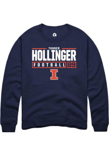 Tanner Hollinger  Rally Illinois Fighting Illini Mens Navy Blue NIL Stacked Box Long Sleeve Crew S..