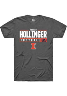 Tanner Hollinger  Illinois Fighting Illini Dark Grey Rally NIL Stacked Box Short Sleeve T Shirt