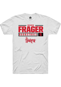 Braden Frager  Nebraska Cornhuskers White Rally NIL Stacked Box Short Sleeve T Shirt