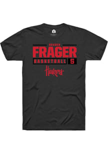 Braden Frager  Nebraska Cornhuskers Black Rally NIL Stacked Box Short Sleeve T Shirt