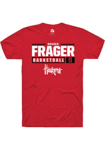 Braden Frager  Nebraska Cornhuskers Red Rally NIL Stacked Box Short Sleeve T Shirt