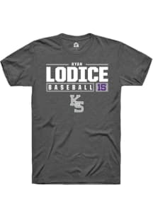Kyan Lodice  K-State Wildcats Dark Grey Rally NIL Stacked Box Short Sleeve T Shirt