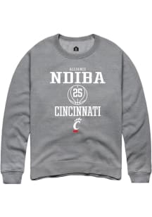 Alliance Ndiba  Rally Cincinnati Bearcats Mens Graphite NIL Sport Icon Long Sleeve Crew Sweatshirt